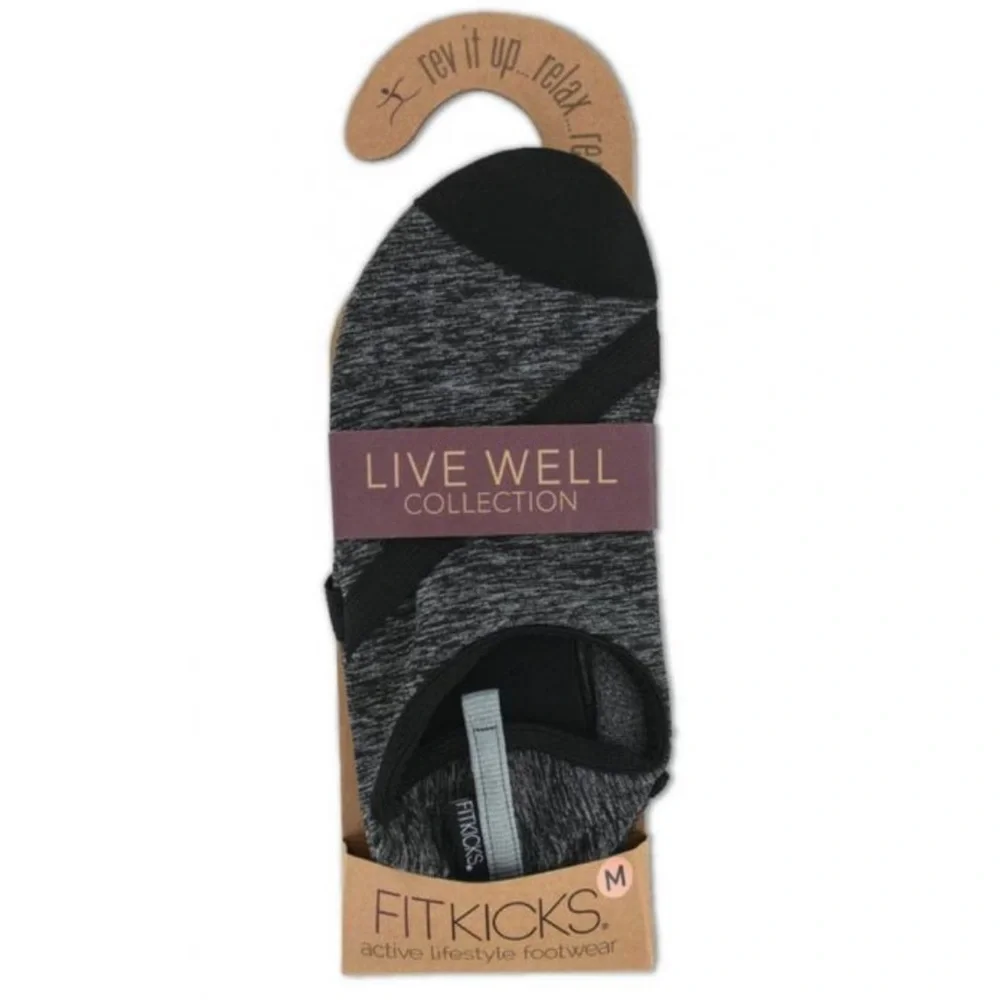 FitKicks Foldable Travel Flats Black Slip On Shoes Packable NWT Women’s 7-8